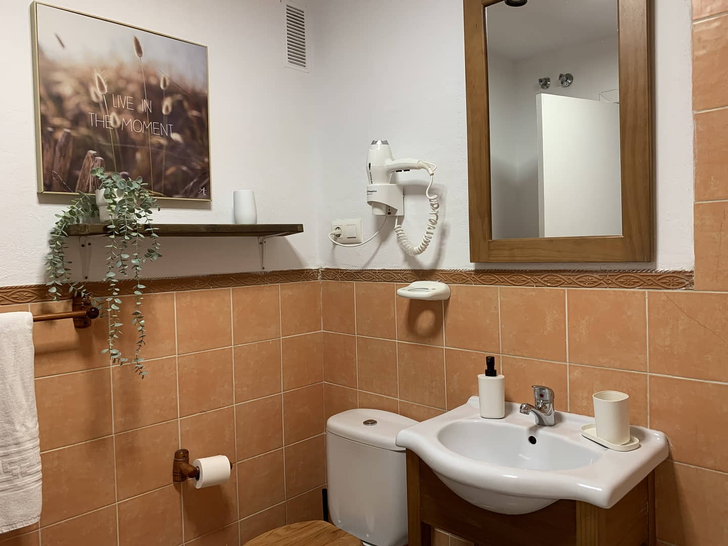 bano con lavabo espejo de madera las canas b3