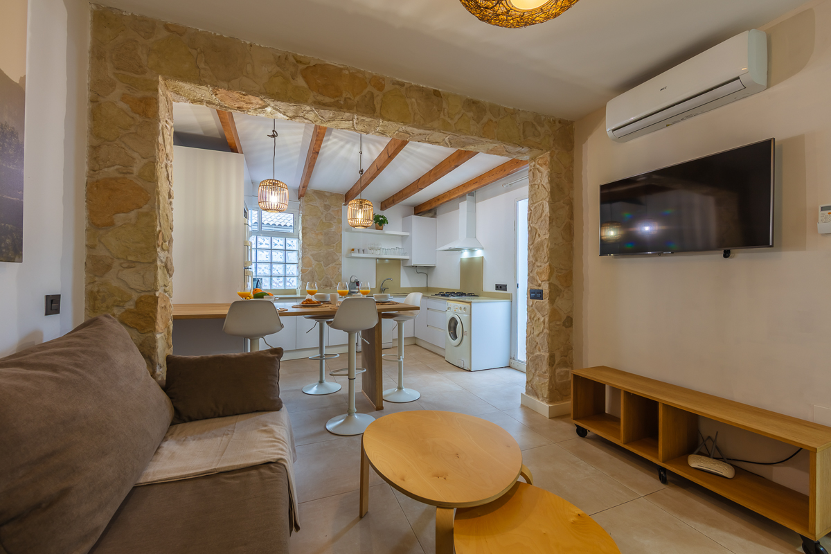 salon estar vista cocina apartamento gaviotas 9a