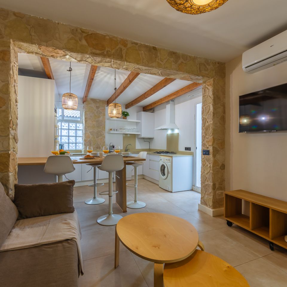 salon estar vista cocina apartamento gaviotas 9a